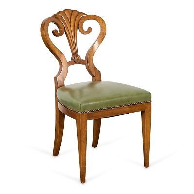20th c. Biedermeier Carved Mahogany Side Chair. Biedermeier carved mahogany side chair, 20th 