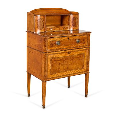 George Simson Continental Bonheur Du Jour Desk. George Simson, London. George III Sheraton maple 