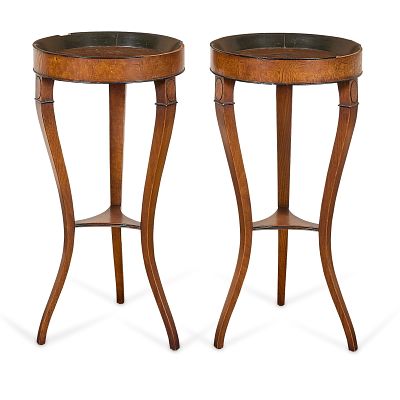 Pr Early 20th c. Biedermeier Style Gueridons. Barnard & Simonds Company, Rochester, New York. 