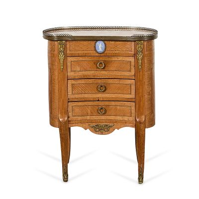 19th c. Louis XVI Occasional Kingwood Table. Louis XVI occasional kingwood table with a marble 