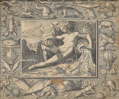 Nicolaes de Bruyn "Aqua" Engraving. Nicolaes de Bruyn (Flemish, 1571-1656) and Maerten de Vos 