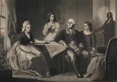Aft. Edward Savage "Washington & His Family" Print. After Edward Savage (American, 1761-1817). 