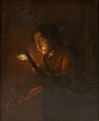 Attr. Charles-Andre van Loo "Candle" Oil Painting. Attributed to Charles-Andre "Carle" van Loo 