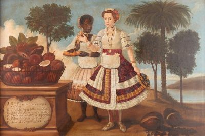 Aft. Vicente Alban "Noble Woman & Her Black Slave". After Vicente Alban (Ecuadorian, 18th 