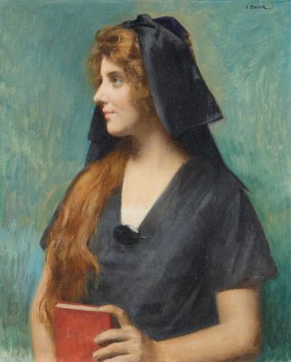Marie-Augustin Zwiller Portrait Painting. Marie-Augustin Zwiller (French, 1850-1939). Oil on 