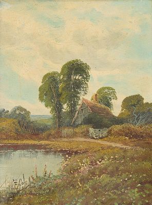 Edwin Cole Jr. British Landscape Painting. Edwin Cole Jr. (British, 19th/20th c). Oil on canvas 