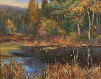 Elsie Cook Autumnal Landscape Oil Painting. Elsie Cook (American, 20th/21st century). Oil on 