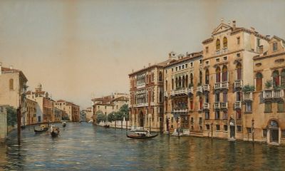 Jane Vivian "Venezia" Painting 1900. Jane Vivian (British, active 1869-1890). Watercolor with 