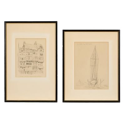 2 David Ericson Graphite on Paper Drawings. Axel David Ericson (Swedish/American, 1870-1946). 