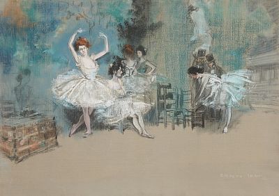 Everett Shinn "Ballet Dancers" Pastel 1911. Everett Shinn (American, 1876-1953). Pastel and 