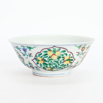 Chinese PRC Porcelain Bowl w/ Pomegranates. Chinese Republic era Doucai porcelain bowl, 20th 