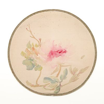 Chinese Qing Imperial Court Fan w/ Peony. Chinese late Qing Imperial court fan. Decorated with a 