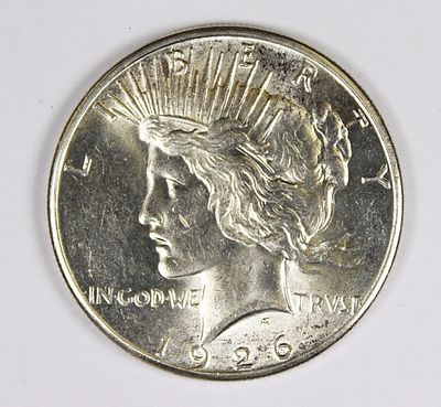 1926-S PEACE SILVER DOLLAR. AU/BU. ESTIMATE: $100-$150