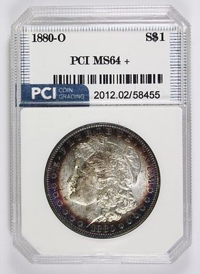 1880-O MORGAN SILVER DOLLAR. PCI MS 64+. RIM TONING. ESTIMATE: $800-$900