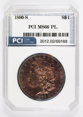 1880-S MORGAN SILVER DOLLAR. PCI MS 66 PROOF LIKE. ESTIMATE: $200-$250
