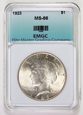 1923 PEACE SILVER DOLLAR. EMGC MS 66. SUPERB GEM BU! BLAST WHITE! ESTIMATE: $250-$300