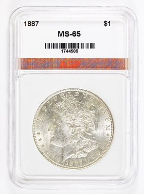 1887 MORGAN SILVER DOLLAR. AGP MS 65. ESTIMATE: $200-$250