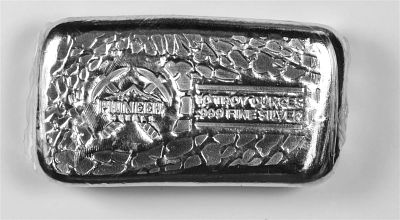 10 OZ SILVER BAR. .999 PURE SILVER. ESTIMATE: $300-$400