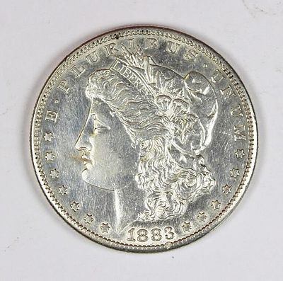 1883-S MORGAN SILVER DOLLAR. AU. LUSTRE! ESTIMATE: $200-$300