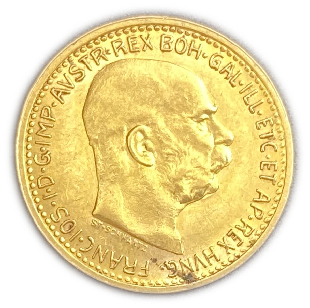 Austria - 10 krona 1911 - AU-UNC - gold 900, 19 mm, 3.4 g
The Austrian crown (German: ...