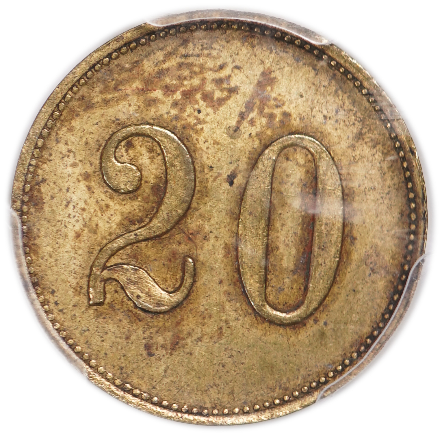 Palestine - Templar colonies token - 20 Paras 1880-1917 - First series - PCGS AU 50