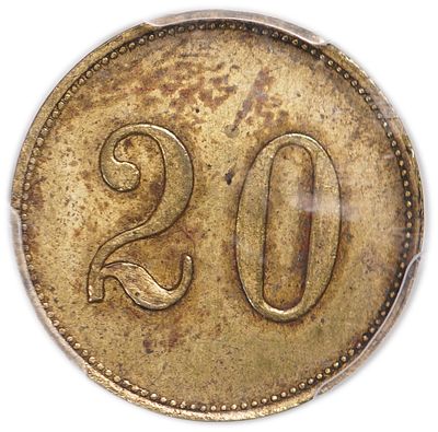 פלשתינה - אסימון מושבות - 20 פארה 1880-1917 - הסדרה הראשונה - PCGS AU 50
. הטמפלרים היו 