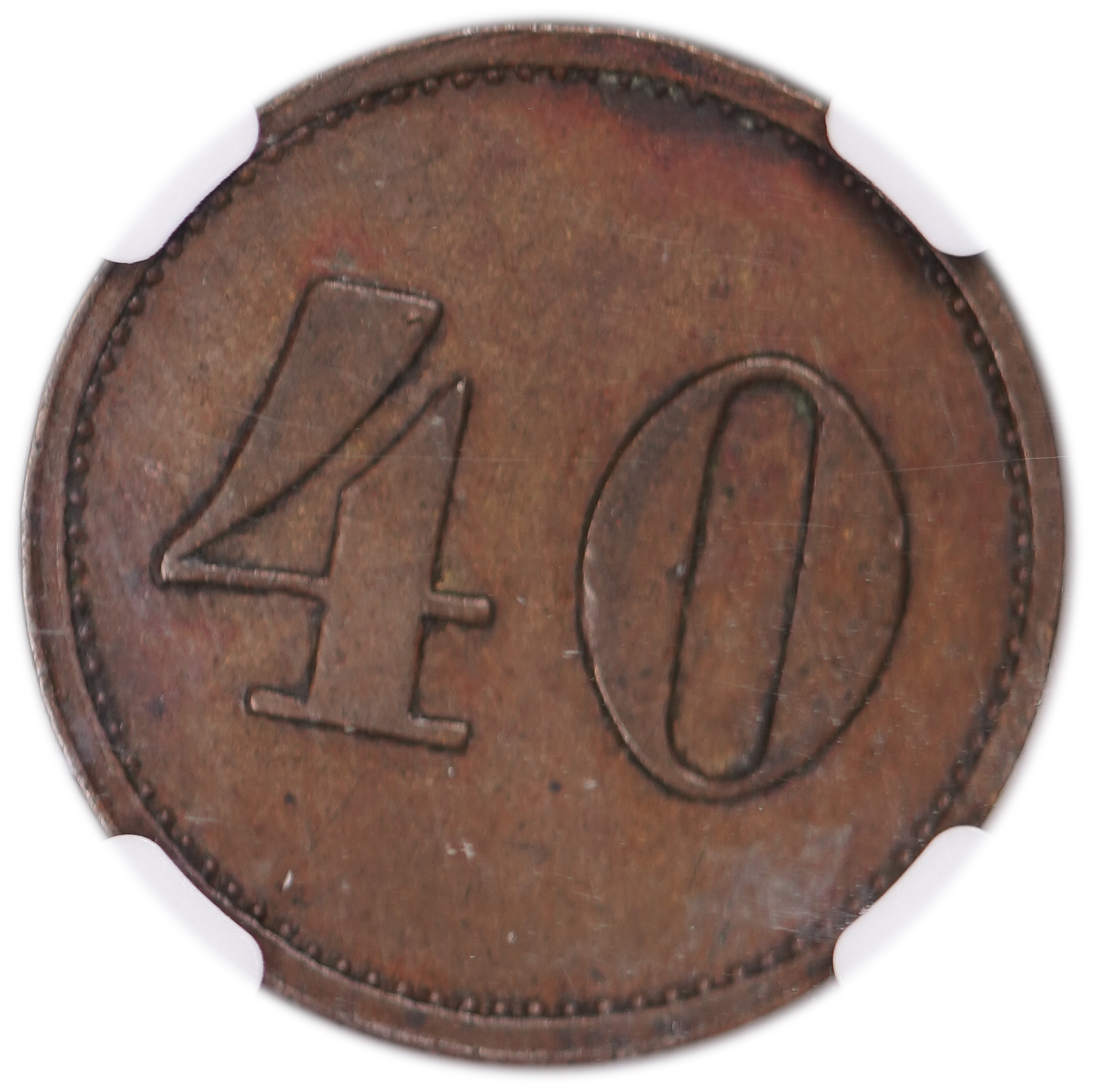 Palestine - Templar colonies token - 40 Paras 1880-1917 - First series - NGC AU 50