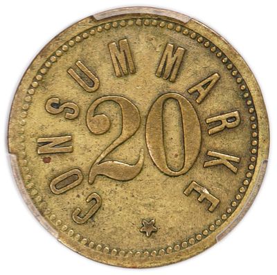 פלשתינה - אסימון מושבות הטמפלרים - 20 פארה 1880-1917 - הסדרה השניה - PCGS XF 45 - נדיר
. אסימון 