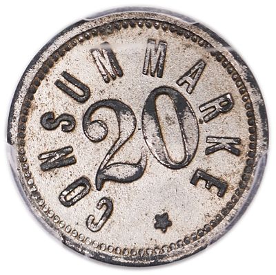 פלשתינה - אסימון מושבות הטמפלרים - 20 פארה 1880-1917 - הסדרה השלישית - PCGS AU 58
. הטמפלרים היו 