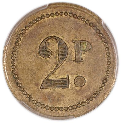 פלשתינה - 2 פיאסטר 1930' - מלון פלטין - PCGS AU 55 - דירוג גבוה מאוד לאסימון זה
. תחליף כסף 