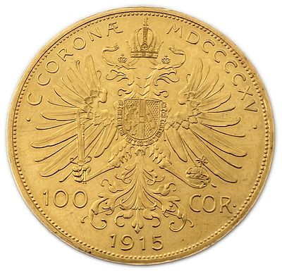 Austria – 100 Corona 1915 – Emperor Franz Joseph I – Gold .900, 33.87g. Only 10% Commission + 