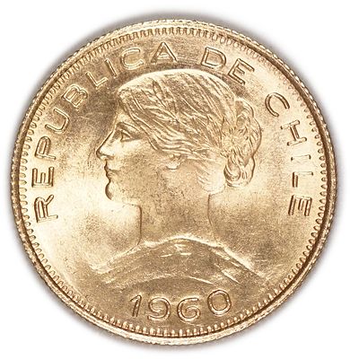 Chile - 100 Pesos 1960 - Gold .900, 20.32g, 31mm
. Only 10% Commission + VAT on this item 
A 