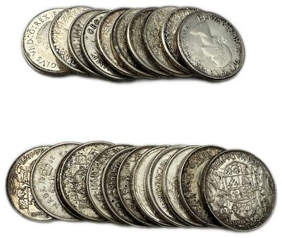 Canada - Lot of 23 Silver coins of 50 Cents, Variety of years - Silver 800, Total 268g (NET 