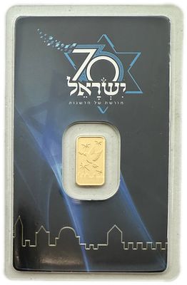 Bars / Granules - 1 gram pure gold bar, issued by the Israel Government Coin and Medal Society 