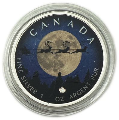 Canada - 5 Dollars 2018 - Maple Leaf - Santa Claus - Silver 999, 31.1g (1 OZ), 38mm