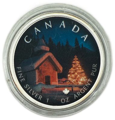 Canada - 5 Dollars 2018 - Maple Leaf - Silent Night - Silver 999, 31.1g (1 OZ), 38mm