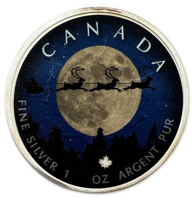 Canada - 5 Dollars 2018 - Maple Leaf - Santa Claus - Silver 999, 31.1g (1 OZ), 38mm