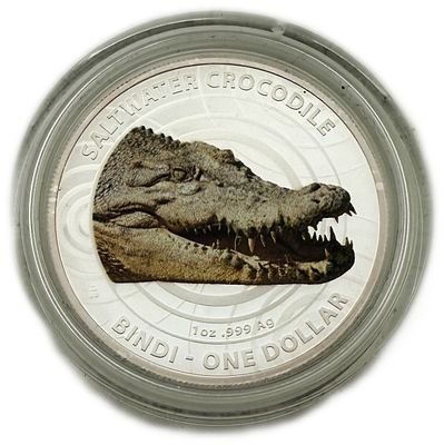 Australia - 1 Dollar 2013 - Elizabeth II 4th Portrait - Saltwater Crocodile - Silver 999, 31.1g 