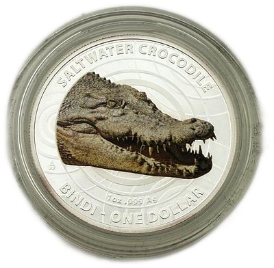 Australia - 1 Dollar 2013 - Elizabeth II 4th Portrait - Saltwater Crocodile - Silver 999, 31.1g 