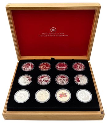 Canada - 12 Coins of 10 Dollars 2013, Pure Silver Set with Display Case - Silver 999, Total 