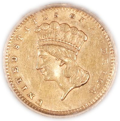 ארצות הברית - 1 דולר זהב Indian Princess Head, שנת 1856 - זהב 900, 1.67 גרם (כ-1.50 גרם זהב 