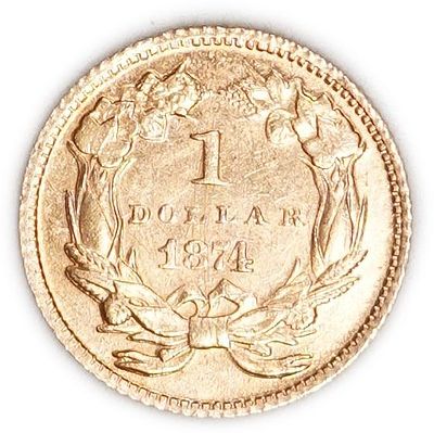 ארצות הברית - 1 דולר זהב Indian Princess Head 1874 - Restrike - זהב 900, 1.67 גרם (כ-1.50 גרם 