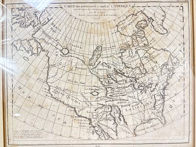 Gilles Robert de Vaugondy, "Carte des parties nord et ouest de l'Amérique" An antique map 