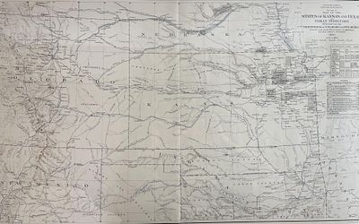 Julius Bien, "Map of the States of Kansas and Texas and Indian Territory" A framed historical 