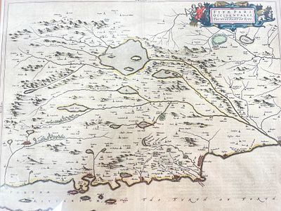 John Blaeu, "Fife Pars Occidentalis" A framed historical map titled 'Fife Pars Occidentalis: 
