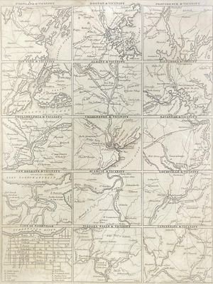 T.G. Bradford, "Various US Cities" A framed collection of antique maps, possibly from a 