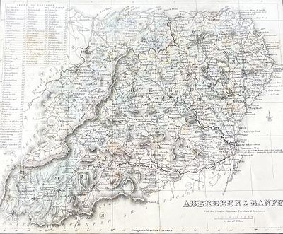 Unknown Artist, "Aberdeen & Banff" A framed antique map titled 'Aberdeen & Banff'. It provides 