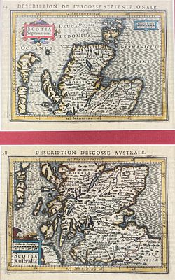 P. Bertius, "Scotia Septentrionalis and Scotia Australis" A framed set of two antique maps 