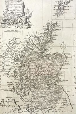 T. Bowen, "A new & Accurate Map of that part of Great Britain called Scotland" A framed antique 