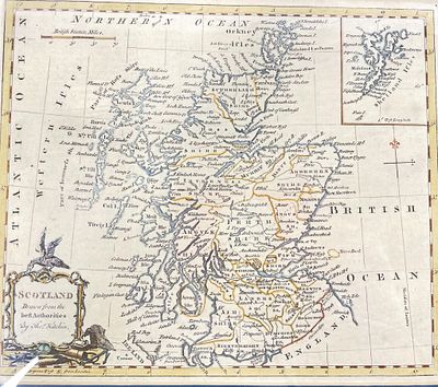 Thomas Kitchin, "Scotland from the Best Authorities" A framed antique map of Scotland titled 